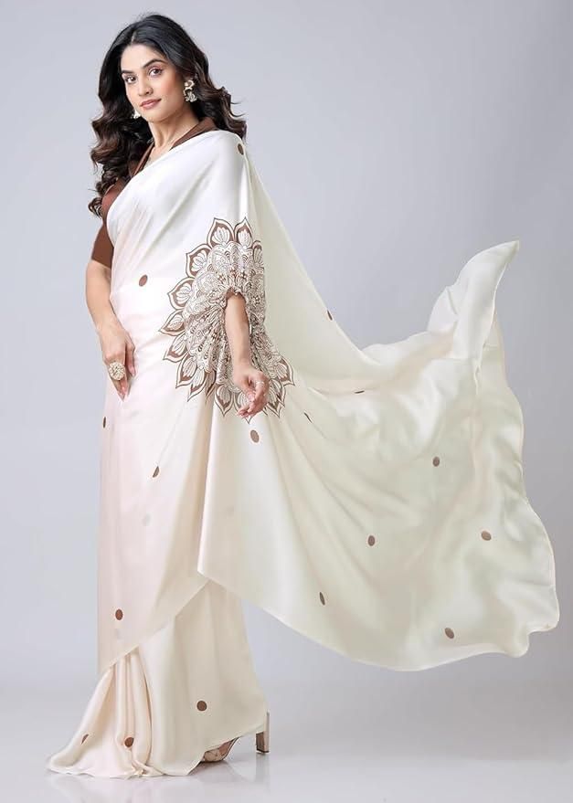 Nila Ivory Cape Saree